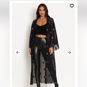 BlackMilk Black Sheer Duster with Purple and Pink Sequin Stars